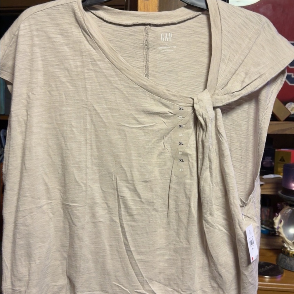 GAP Women's Light Tan Short Sleeve Top